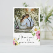 Rustieke Zonnebloem Foto bruiloft Dank u kaart (Staand voorkant)