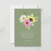 Rustieke Zonnebloem Foto bruiloft Dank u kaart (Achterkant)