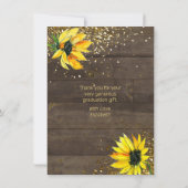 Rustieke Zonnebloem Foto Gold Script Afstuderen Bedankkaart (Achterkant)
