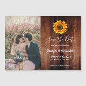 Rustieke zonnebloem foto magnetisch Save the Date Magnetische Uitnodiging (Voorkant)