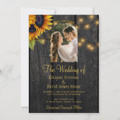 Rustieke zonnebloem foto QR RSVP alles in één brui Kaart (Voorkant)