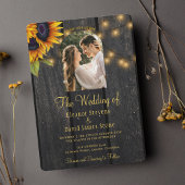 Rustieke zonnebloem foto QR RSVP alles in één brui Kaart