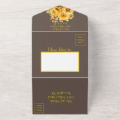 Rustieke zonnebloem, geel en bruin bruiloft all in one uitnodiging (Buitenkant)