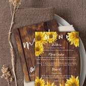 Rustieke Zonnebloem Geel Hout Fall Wedding Menu