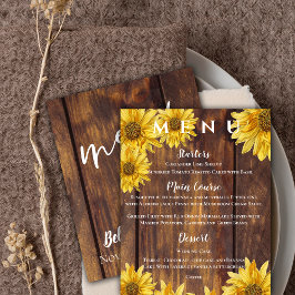 Rustieke Zonnebloem Geel Hout Fall Wedding Menu