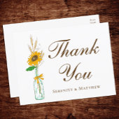 Rustieke Zonnebloem Gele Bloemen Bruiloft Dank u Briefkaart