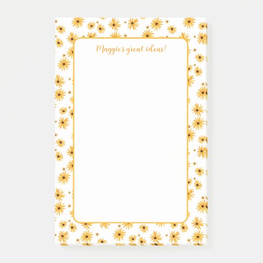 Rustieke zonnebloem gepersonaliseerd post-it® notes (Voorkant)