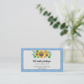 Rustieke Zonnebloem Gingham Land Visitekaartje (Staand voorkant)