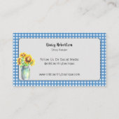 Rustieke Zonnebloem Gingham Land Visitekaartje (Achterkant)