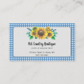Rustieke Zonnebloem Gingham Land Visitekaartje (Voorkant)