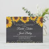 Rustieke Zonnebloem Goud & Krijt Huwelijksuitnodig Kaart (Staand voorkant)