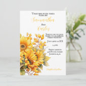 rustieke zonnebloem, goudgele bruiloft kaart (Staand voorkant)