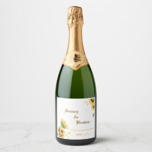 Rustieke Zonnebloem Grappig Huwelijk Sparkling Wijnetiket