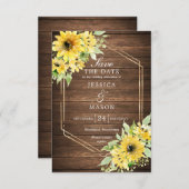 Rustieke Zonnebloem Greenery Wedding Save the Date Kaart (Voorkant / Achterkant)