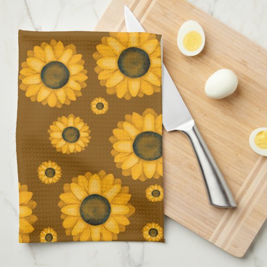 Rustieke Zonnebloem Handdoek Patroon (Quarter Fold)