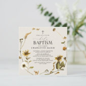 Rustieke Zonnebloem Heilige Doop Modern Script Cro Kaart (Staand voorkant)