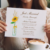 Rustieke Zonnebloem Herfst Bloemen Net Getrouwd Br Aankondigingskaart