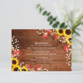 Rustieke Zonnebloem Herfst Bruiloftsreceptie Kaart (Staand voorkant)