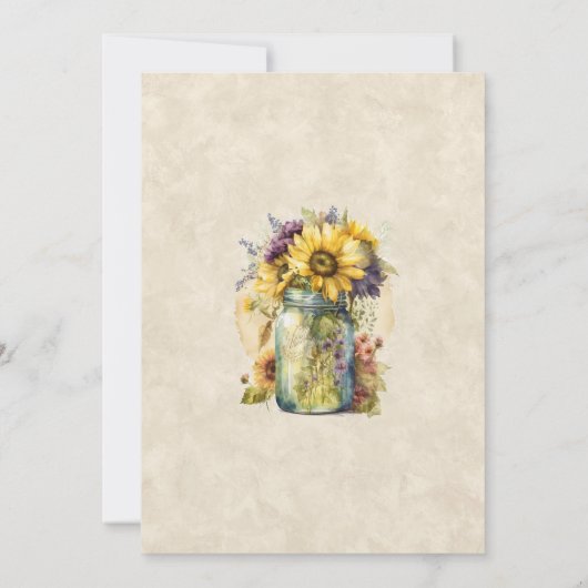 Rustieke Zonnebloem Herfst Mason Jar bruiloft uitn Kaart (Achterkant)