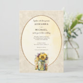 Rustieke Zonnebloem Herfst Mason Jar bruiloft uitn Kaart (Staand voorkant)