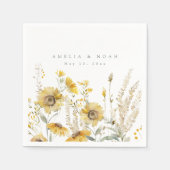 Rustieke Zonnebloem Herfst Trouwcocktail servetten (Voorkant)