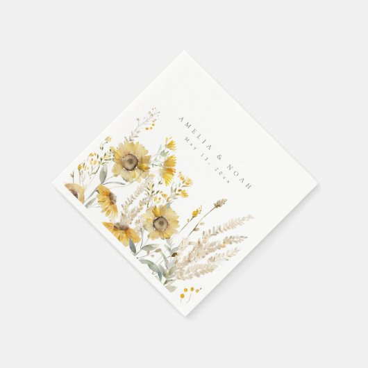 Rustieke Zonnebloem Herfst Trouwcocktail servetten (Hoek)