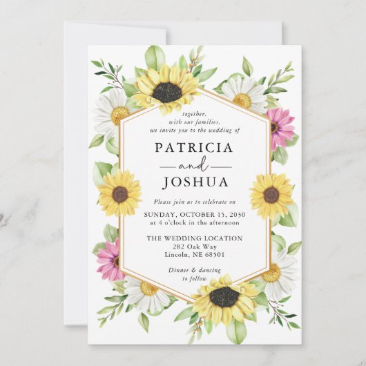 Rustieke Zonnebloem Herfst Uitnodiging Huwelijk (Voorkant)