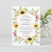 Rustieke Zonnebloem Herfst Uitnodiging Huwelijk (Staand voorkant)