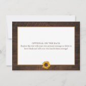 Rustieke Zonnebloem Herfst Vrijgezellenfeest Dank  Bedankkaart (Achterkant)