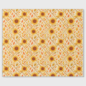 Rustieke Zonnebloem & Herfstbladeren Waterverf Cadeaupapier (Vlak)