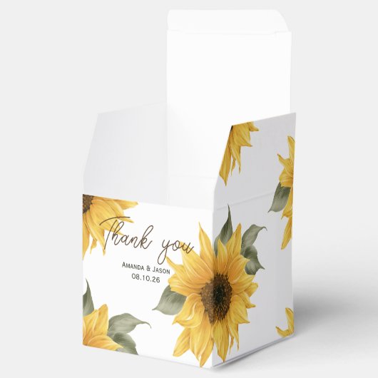 Rustieke Zonnebloem, herfstbruiloft Bedankdoosjes (Geopend)