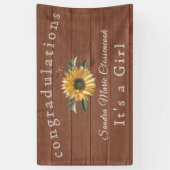 Rustieke Zonnebloem Het is een Meisje Bruine Houte Spandoek (Verticaal)