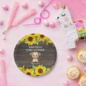 Rustieke Zonnebloem Highland Koe Baby shower Papieren Bordje (Feest)