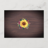 Rustieke Zonnebloem Hout Bloemen Bruiloft Receptie Informatiekaartje (Achterkant)