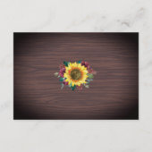 Rustieke Zonnebloem Hout Bloemen Bruiloft Receptie Informatiekaartje (Achterkant)