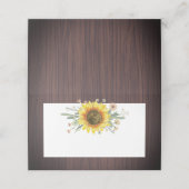 Rustieke Zonnebloem Hout Bruiloft Plaatskaartje (Buitenkant ongevouwen)