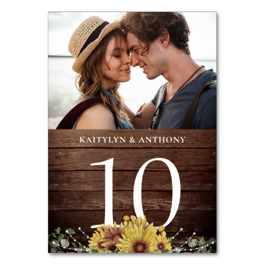 Rustieke Zonnebloem Hout Foto Kaart (Voorkant)