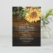 Rustieke Zonnebloem & Hout "I Do BBQ" Verloving Pa Kaart (Staand voorkant)