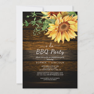 Rustieke Zonnebloem & Hout "Ik doe BBQ" Verlovings Kaart