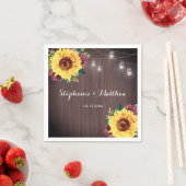 Rustieke Zonnebloem Hout Mason Jar Lights Bruiloft Servet (Insitu)