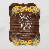 Rustieke Zonnebloem Hout Schuur Bruiloft Save the  Kaart (Voorkant / Achterkant)