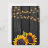Rustieke zonnebloem hout string verlichting bruilo kaart (Achterkant)