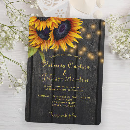 Rustieke zonnebloem hout string verlichting bruilo kaart