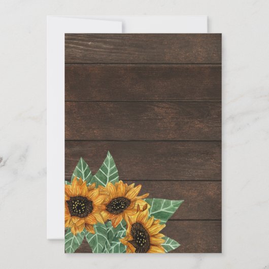 Rustieke Zonnebloem Hout Waterverf Bachelorette Kaart (Achterkant)