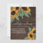 Rustieke Zonnebloem Hout Waterverf Sieraden Care K Notitiekaartje (Achterkant)