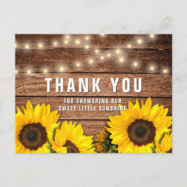 Rustieke Zonnebloem Houten Baby Shower Bedankt Briefkaart