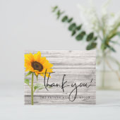 Rustieke Zonnebloem Houten Bruiloft Dank Je Briefkaart (Staand voorkant)