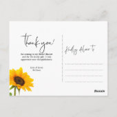 Rustieke Zonnebloem Houten Bruiloft Dank Je Briefkaart (Achterkant)