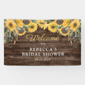 Rustieke Zonnebloem Houten Bruiloft Feest Banner (Horizontaal)