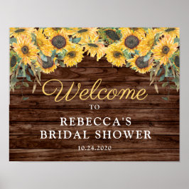 Rustieke zonnebloem houten bruiloft Welcome bord Poster